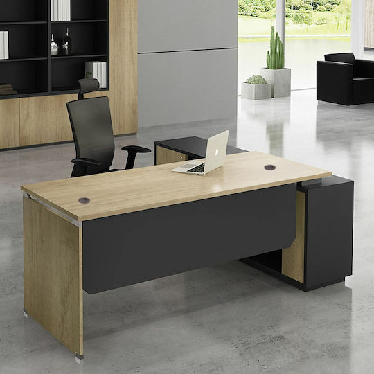 Corner Professional Office Project Wooden Beige 180x160x75cm