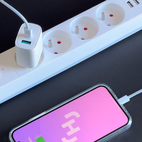Joyroom Charger Without Cable with USB-A Port and USB-C Port 20W Quick Charge 3.0 Whites