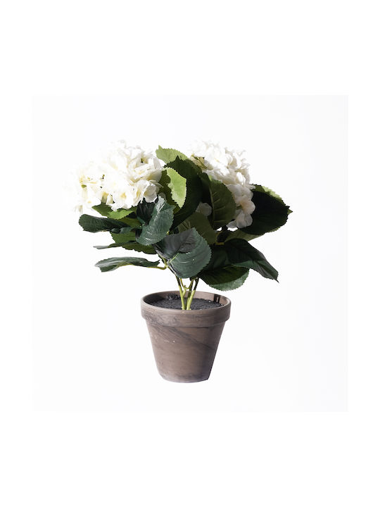 Supergreens Τεχνητό Φυτό σε Γλάστρα Ορτανσία Λευκό 40cm