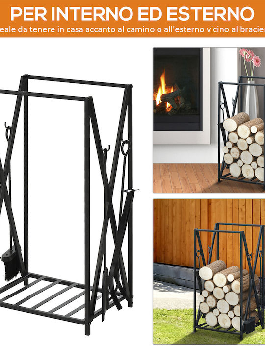 HomCom Wooden Shelf Wood Storage 46x30x76cm Black