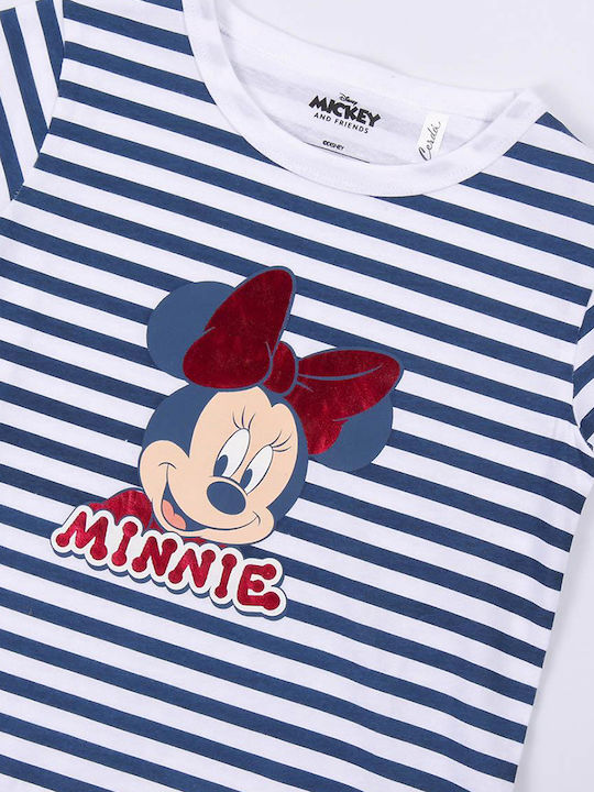 Minnie Παιδικό Φόρεμα Κοντομάνικο Ριγέ Μπλε