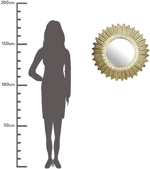 ArteLibre Wandspiegel mit Gold Metallisch Rahmen Durchmesser 70cm 1Stück