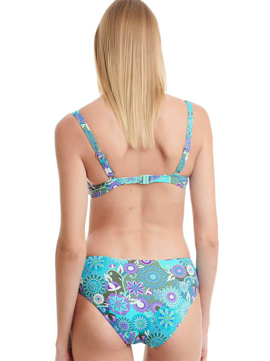 Erka Mare Underwire Bikini Bra with Adjustable Straps Turquoise Floral