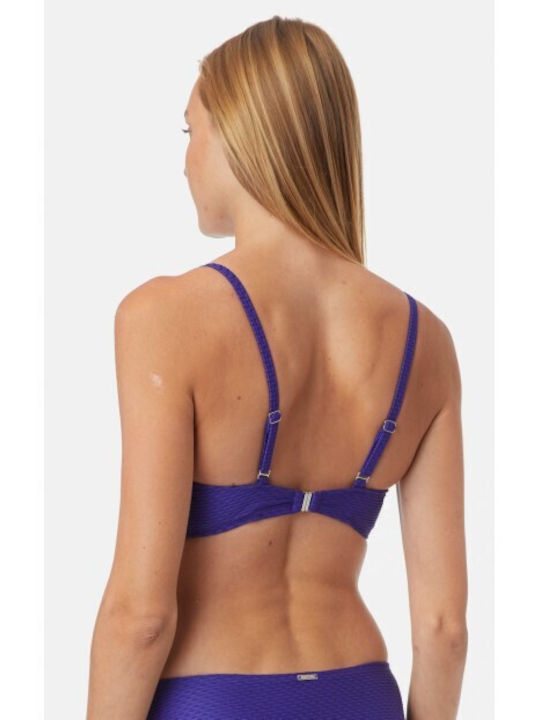 Minerva Padded Underwire Triangle Bikini Top with Adjustable Straps Blue