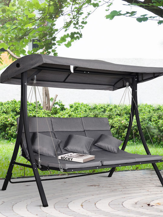 Κούνια με Βάση 3 Θέσεων Μεταλλική Μ200xΠ115xΥ168cm Γκρι Κούνια με Βάση 3 Θέσεων Μεταλλική Μ200xΠ115xΥ168cm Γκρι