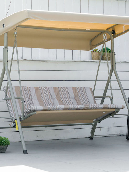 Κούνια με Βάση 3 Θέσεων Μεταλλική Μ172xΠ110xΥ156cm Μπεζ Κούνια με Βάση 3 Θέσεων Μεταλλική Μ172xΠ110xΥ156cm Μπεζ