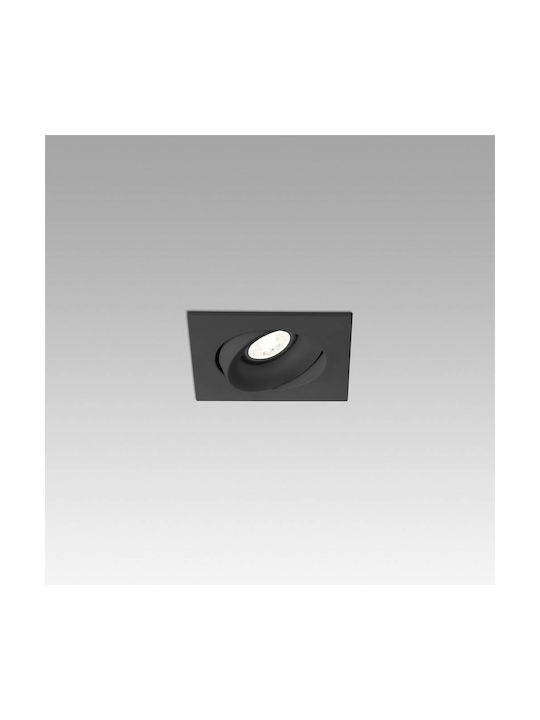 Faro Barcelona Pătrat Metalic Spot Încorporat cu Soclu GU10 Negru 11.5x11.5cm. 1buc