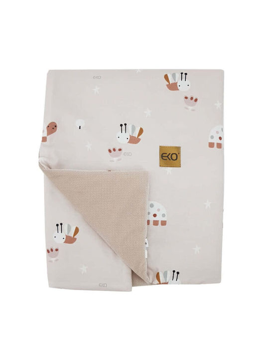 Ekokids Decke Wickeltücher für Kinderzimmer Beige Bees Samt Beige 100x80cm