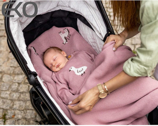 Ekokids Κουβέρτα Αγκαλιάς & Λίκνου Pink Unicorn 100x80εκ.