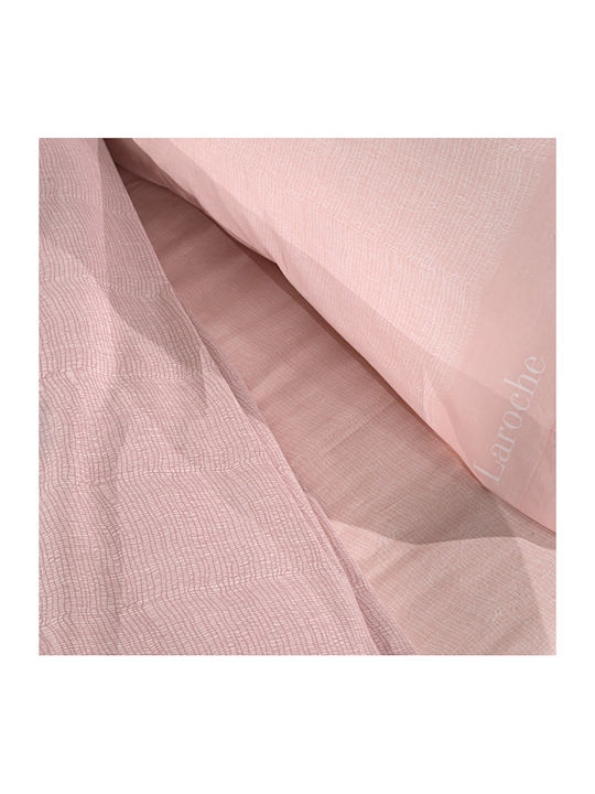 Guy Laroche Set Cearșaf cu 2 Fețe de pernă Single cu Elastic 100x200+30cm. Novel Pudra 3buc