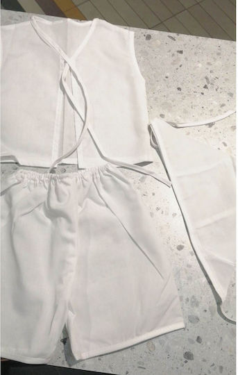 Baby Bloom Set Christening Oilcloths White-Beige 3 Pieces
