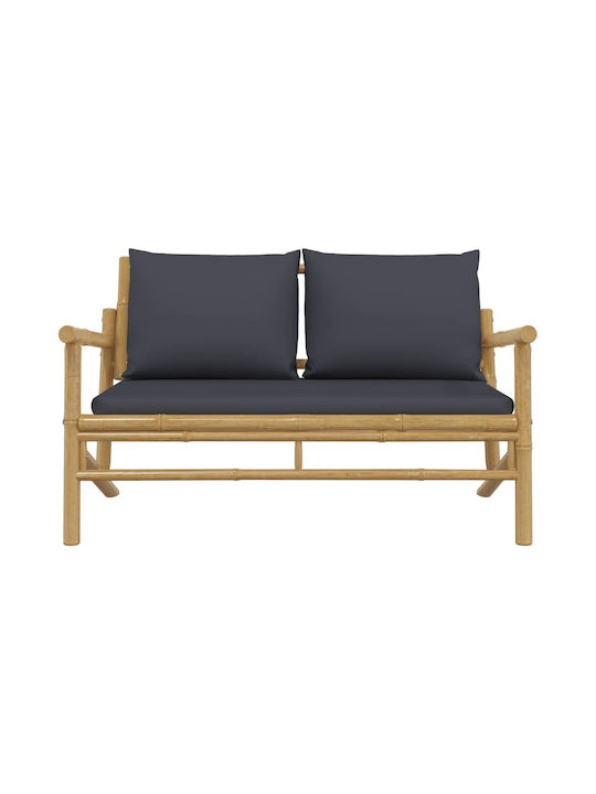 Canapea cu două locuri Exterior Bambus cu Perne 115x75x74cm