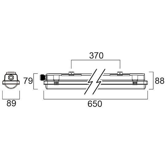 Sylvania Lighting Batten Resisto 600 Outdoor with 1 Slot for LED Lamp 60cm