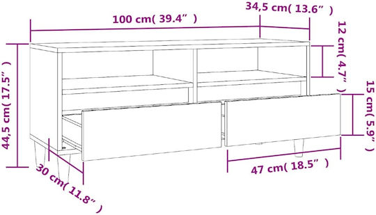 vidaXL TV-Ständer Beige M100xT34,5xH44,5cm