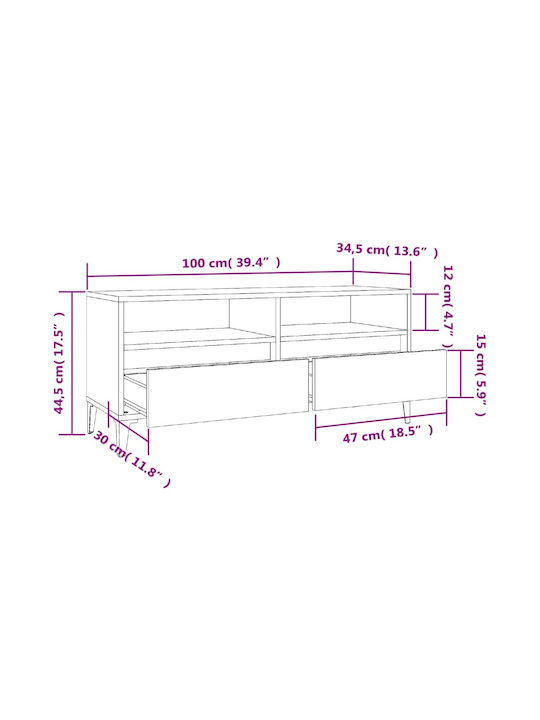 Έπιπλο Τηλεόρασης Μπεζ Μ100xΠ34.5xΥ44.5cm