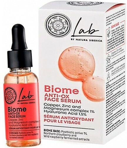 Natura Siberica Lab Biome Anti Ox Moisturizing & Anti-aging Serum Face with Hyaluronic Acid for Detoxification & Radiance 30ml