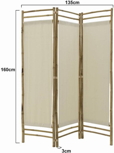 Inart Dekorativer Raumteiler aus Bambus mit 3 Paneelen 154x160cm