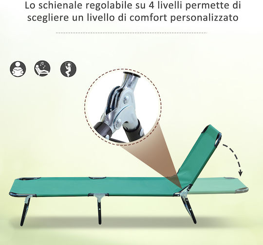 Outsunny Foldable Metallic Beach Sunbed Green 190x56x28cm