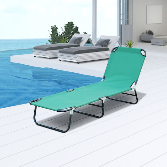 Outsunny Foldable Metallic Beach Sunbed Green 190x56x28cm