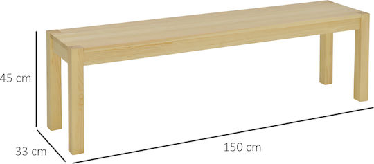Dining Room Bench with Wooden Surface Brown 150x33x45cm