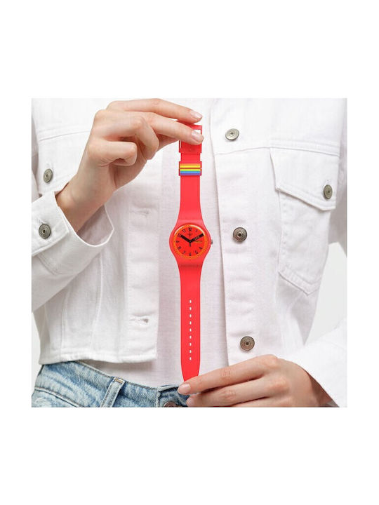 Swatch Proudly Men's Watch 41mm Battery with Red Rubber Strap