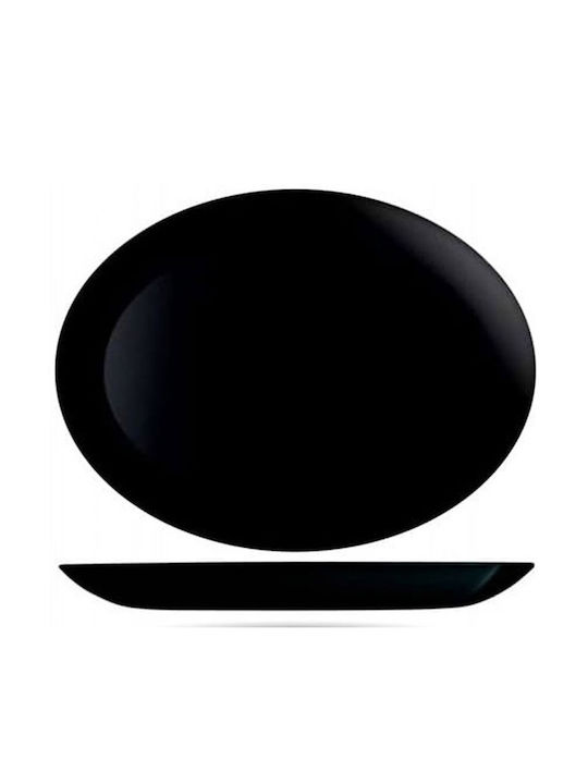 Luminarc Oval Glass Serving Platter Diwali Black 33cm