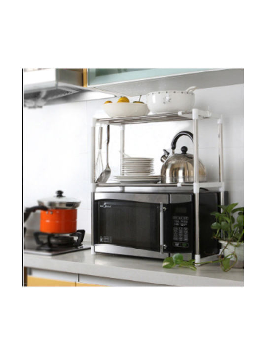 Suport Pentru Cuptor Cu Microunde Din Plastic 85x25x60,5 Cm Argintiu