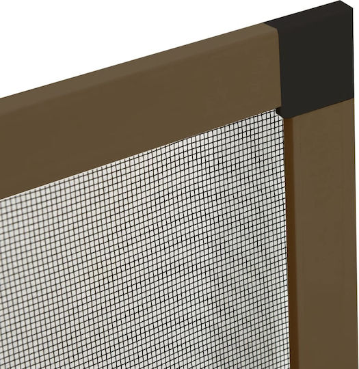 vidaXL Mosquito Net Window Permanent Aluminum Brown with Frame 120x90cm