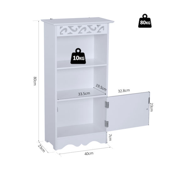 HomCom Ντουλάπι Μπάνιου 40x23x80cm Λευκό