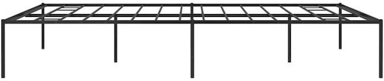 Pat King Size Metalic Negru Cu Plăci Pentru Saltea 193x203cm