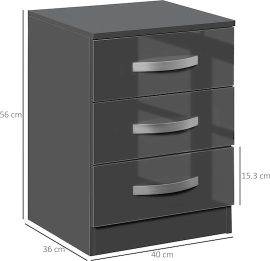 Комоди Дървени Сив 2бр 40x36x56см