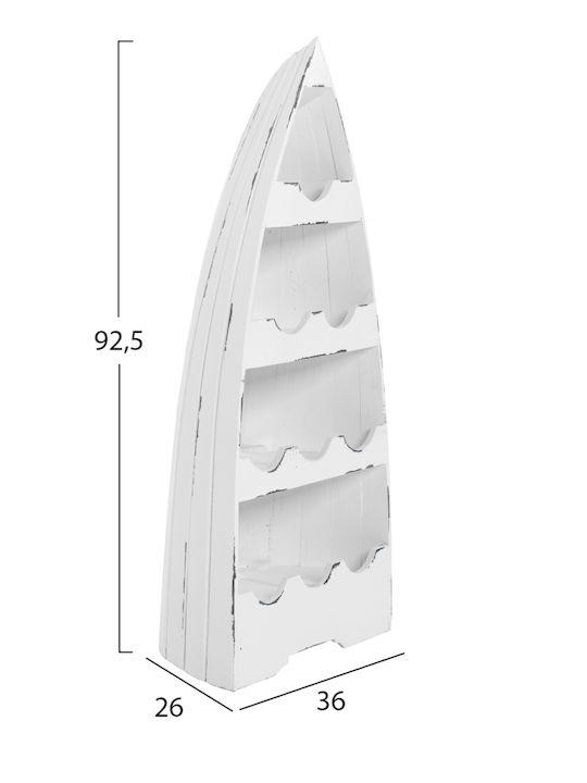 Freebox Freistehend Flaschenhalter Hölzernes für 10 Flaschen Weiß 36x26x92.5εκ.