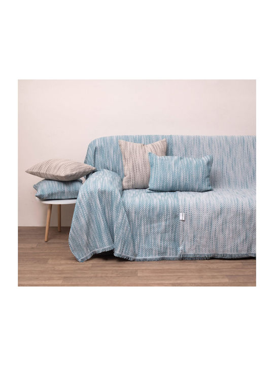 Anna Riska Armchair Throw Two Sides Jacquard 180x180cm Lake Blue