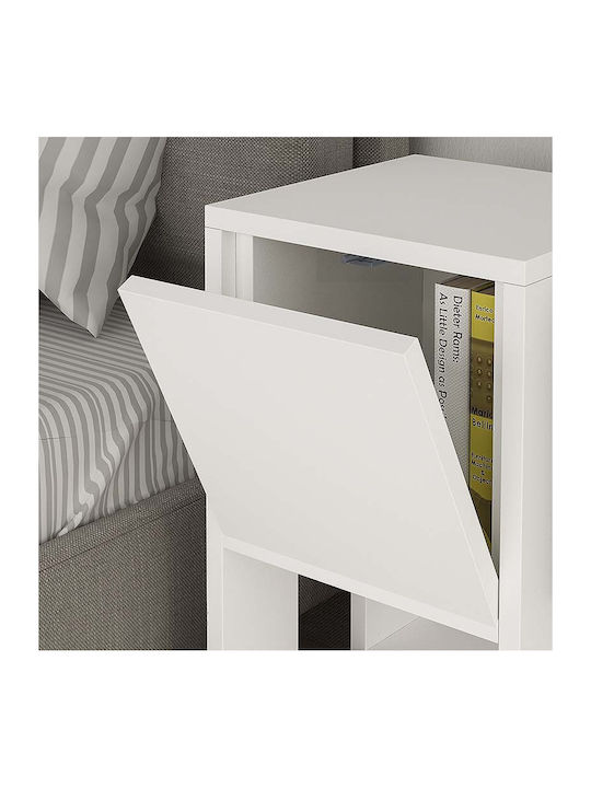 Ema Wooden Bedside Table Λευκό 30x30x55cm