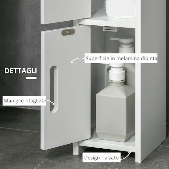 Kleankin 834-457GY Στήλη Μπάνιου Δαπέδου Μ15xΒ17xΥ120cm Λευκή