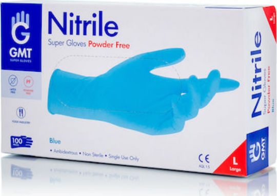 GMT Super Gloves Nitrile Examination Gloves Powder Free Blue 100pcs