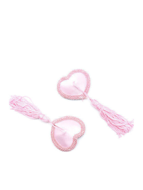 Naughty Toys Heart Nipple Covers Ροζ με Φούντες