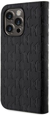 Karl Lagerfeld Saffiano Monogram Synthetic Leather Book Black (iPhone 14 Pro)