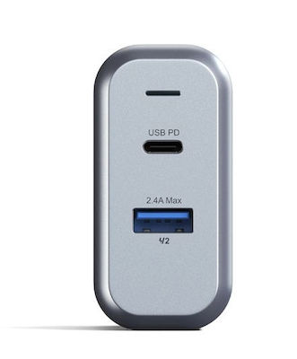 Satechi Φορτιστής Χωρίς Καλώδιο με Θύρα USB-A και Θύρα USB-C 30W Power Delivery Γκρι (ST-MCCAM-EU)