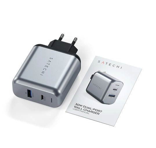 Satechi Φορτιστής Χωρίς Καλώδιο με Θύρα USB-A και Θύρα USB-C 30W Power Delivery Space Gray (ST-MCCAM-EU)