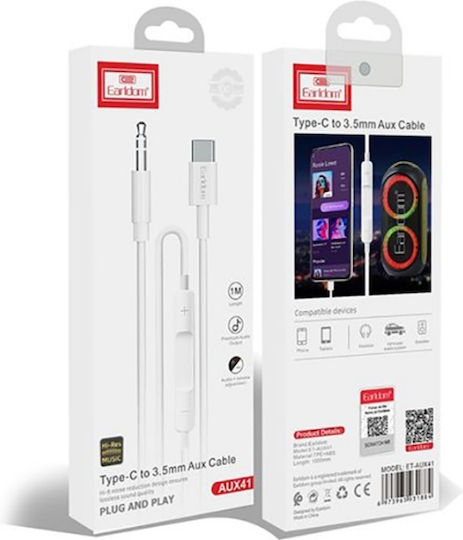 Earldom ET-AUX41 USB Typ-C Kabel USB 2.0 männlich 3,5 mm Weiß 1m ET-AUX41