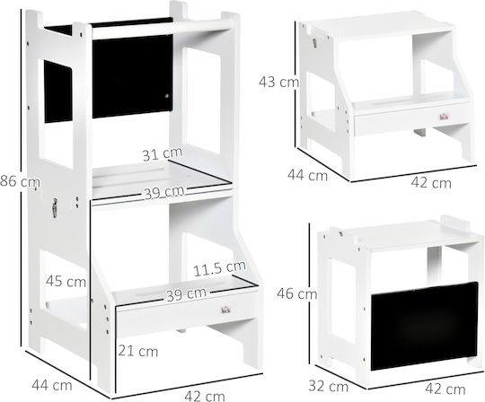 Learning Tower for Painting made of Wood White HomCom