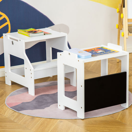Learning Tower for Painting made of Wood White HomCom