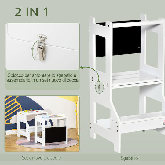 Learning Tower for Painting made of Wood White HomCom