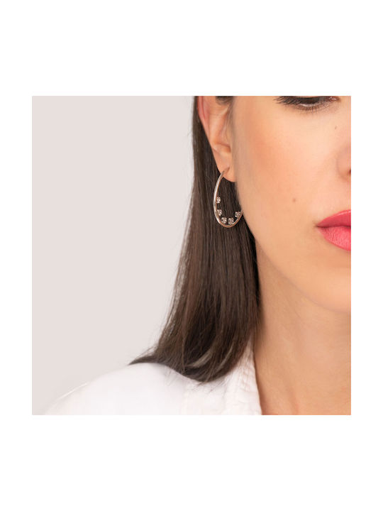 Excite-Fashion Earrings Hoops made of Steel Gold Plated with Stones