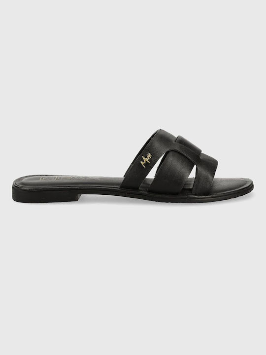 Mexx Leather Women's Flat Sandals in Black Color