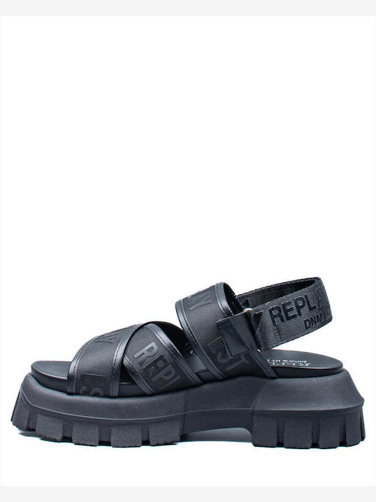 Plomb Write Women's Flat Sandals Black