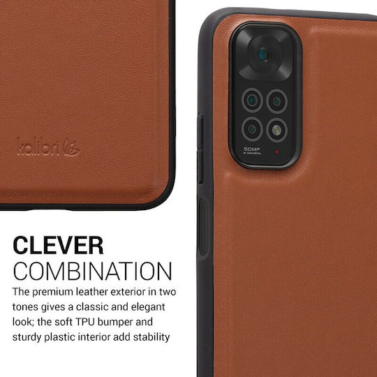Kalibri Задна корица Кожа Оранжев (Redmi Note 11 / 11S 4G)