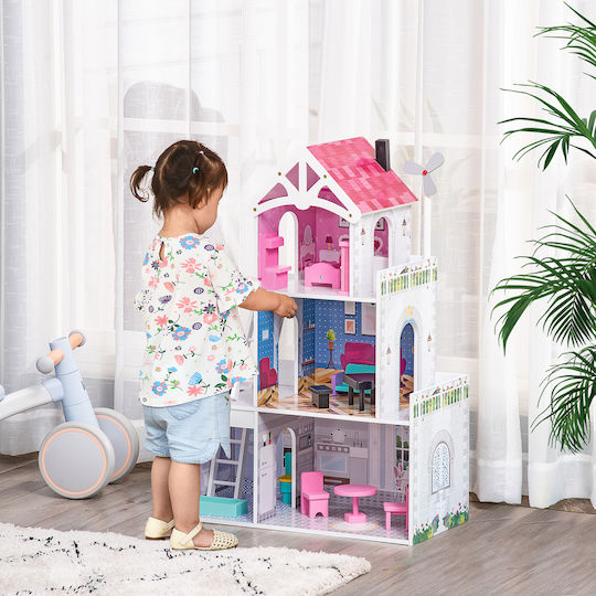 HomCom Wooden Dollhouse