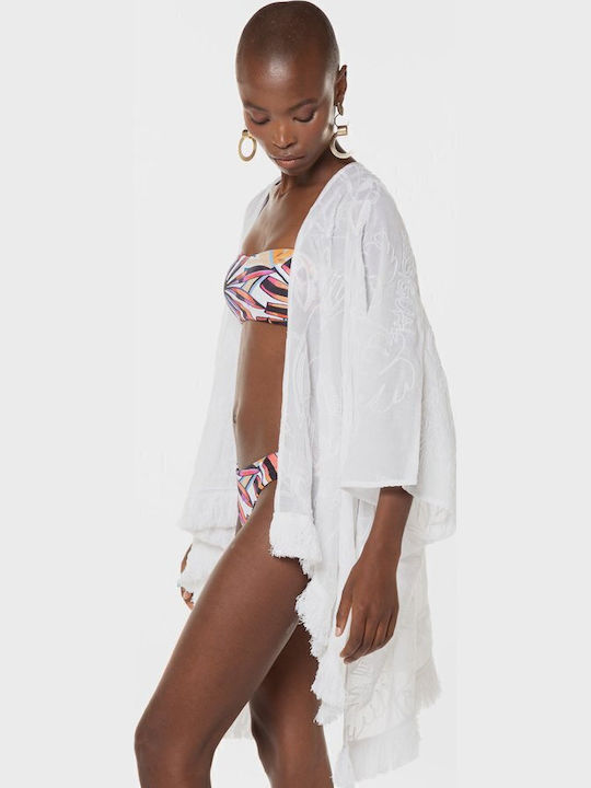 Desigual Flower Clara Κιμονό Παραλίας Λευκό